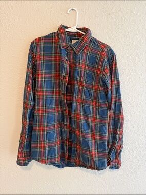 L.L. Bean Blue and Red Plaid Button-Down Shirt